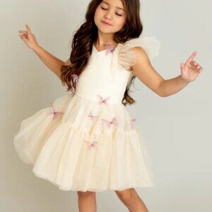 Joyfolie Size 8 Ecru Beige Lyrah Tulle Dress